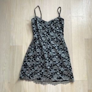 BEBE silver black lace mini dress MADE IN USA